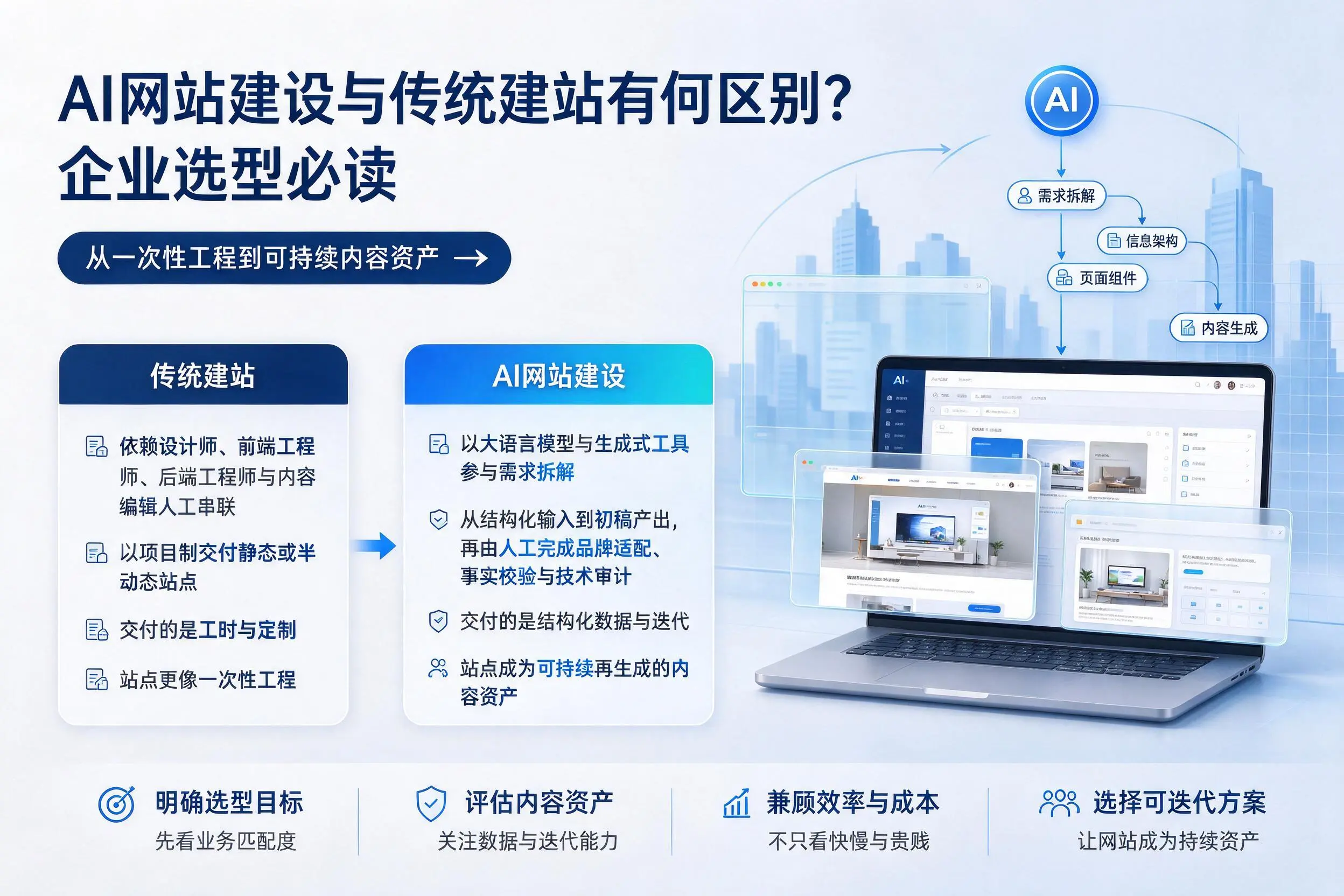 AI网站建设与传统建站有何区别?铜陵企业选型必读