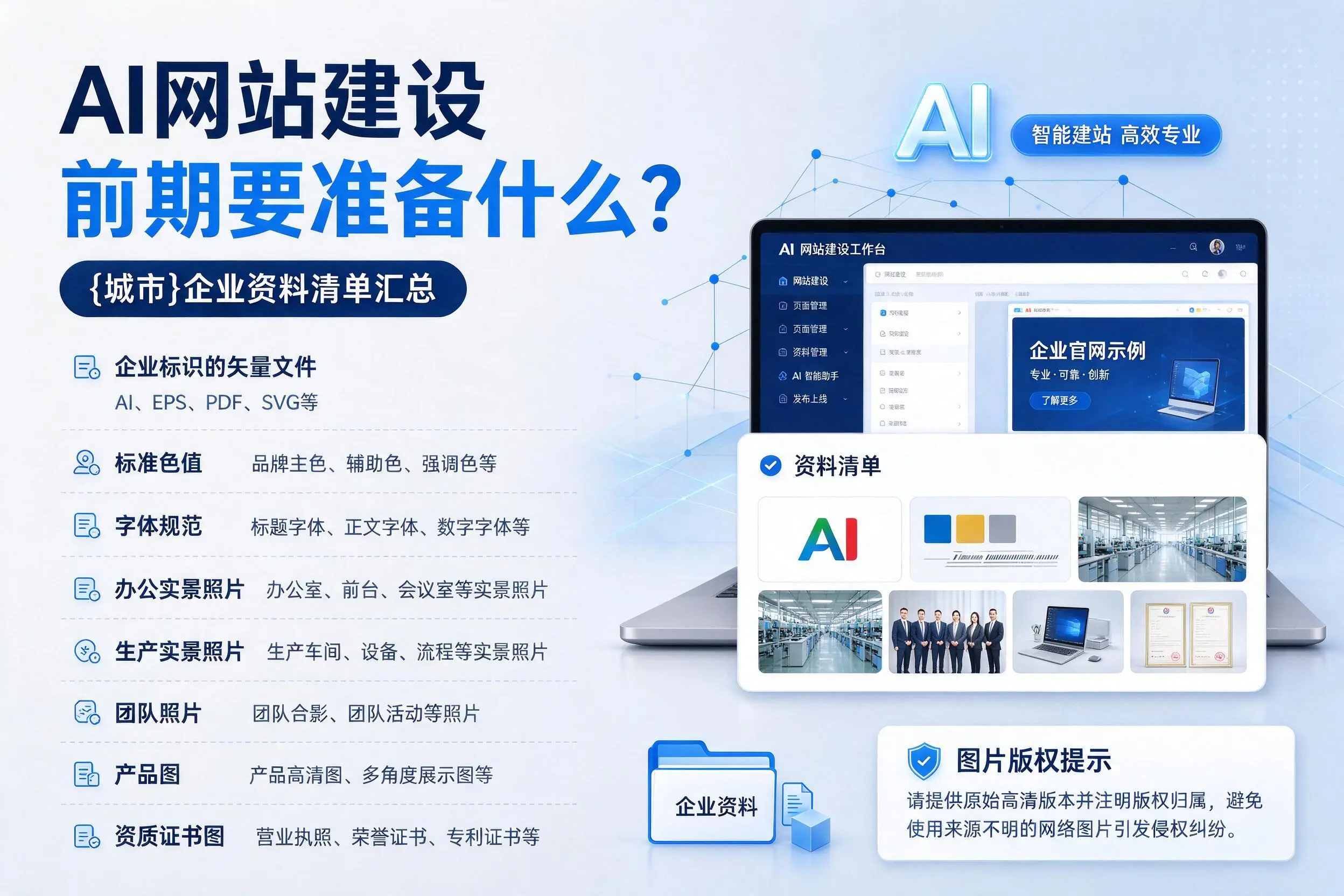 AI网站建设前期要准备什么？铜陵企业资料清单汇总