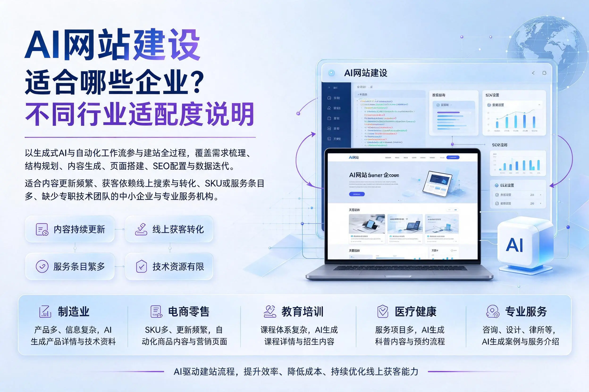 AI网站建设适合哪些企业?铜陵不同行业适配度说明